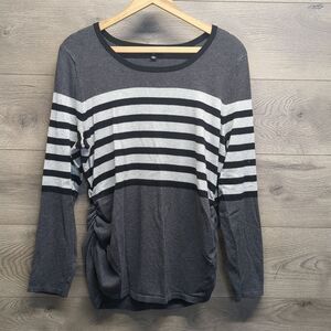 A&I Striped Long Sleeve Ruched Top Women's Size XL